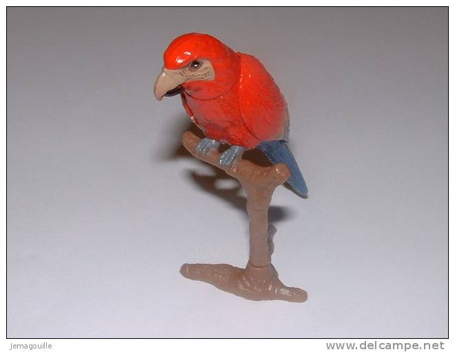 Figurine - Perroquet Rouge Orange Bleu - Hauteur 6,5 Cm - Vogels