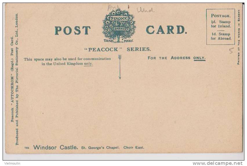 ANGLETERRE WINDSOR CASTLE ST GEORGES´CHAPEL CHOIR EAST PEACOCK SERIES BELLE CARTE - Windsor Castle