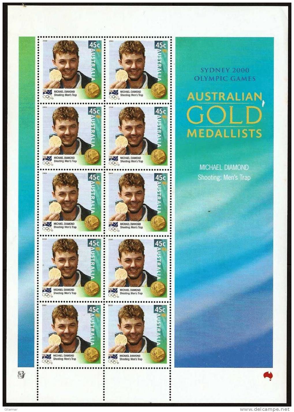 OLYMPIC - AUSTRALIA 2000 - AUSTRALIAN GOLD MEDALLISTS - MICHAEL DIAMOND - SHOOTING - MEN´S TRAP - SHEETLET - Summer 2000: Sydney