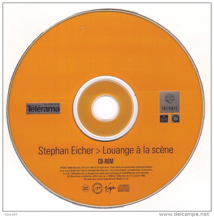 CD-ROM  Stephan Eicher  "  Louange à La Scène  "  Promo Europe - Collectors