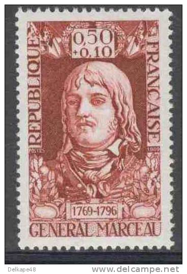 France Rep. Française 1969 Mi 1660 YT 1590 Sc B426 ** General Marceau - François-Séverin Marceau-Desgraviers (1769-1796) - Révolution Française