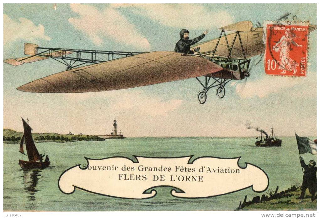 FLERS (61) Aviation Carte Fantaisie Souvenir Fetes D'aviation Flers - Flers