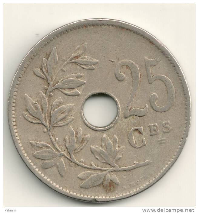 Belgium Belgique Belgie Belgio 25 Cents FR  KM#68.1 1929 - Small Second Nine In The Year - 25 Cent