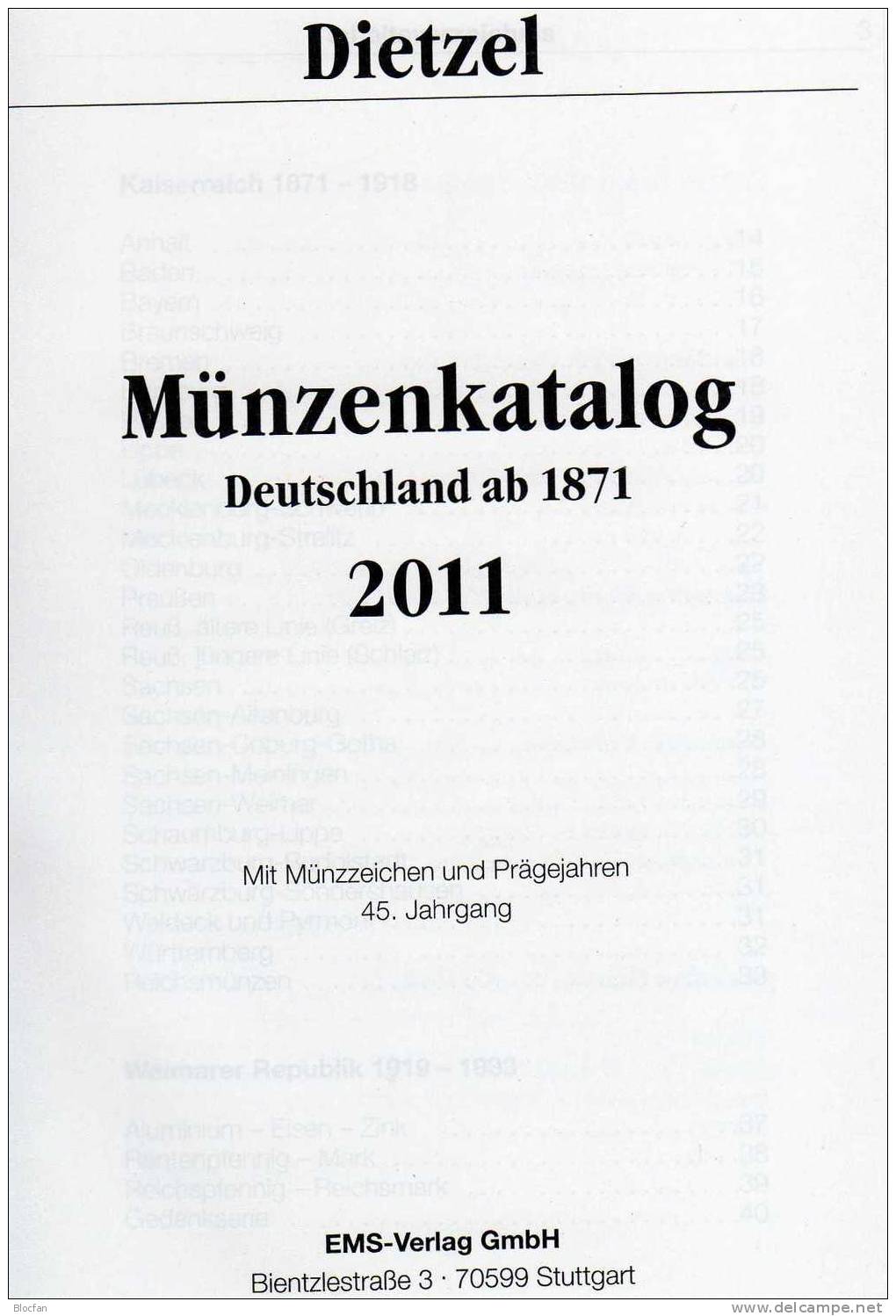 Münzen-Katalog Deutschland 2011 Neu 6€ Preiswerter DIETZEL Für Münzen Ab 1871 Catalogue Coins From Old And New Germany - Kronieken & Jaarboeken