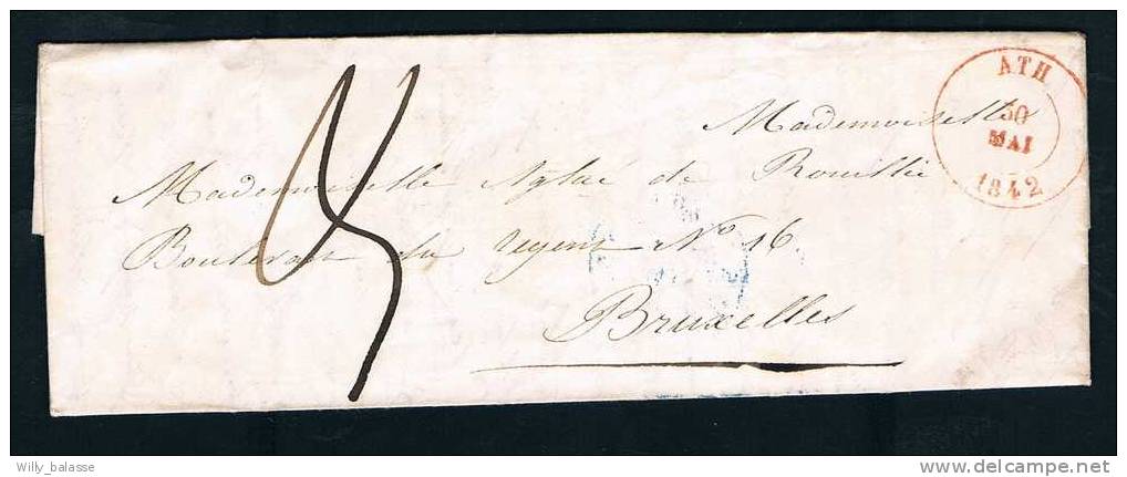 Belgique Precurseur 1842 Lettre Datée De Montblanc Avec Càd ATH - 1830-1849 (Belgique Indépendante)