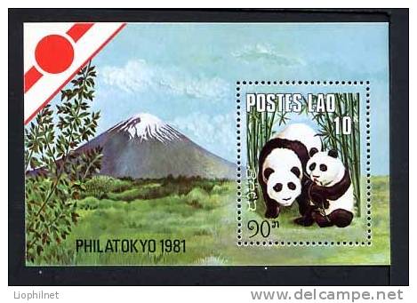 LAOS  LAO 1981, PHILATOKYO 1981, PANDAS, 1 Bloc Neuf. R586 - Orsi