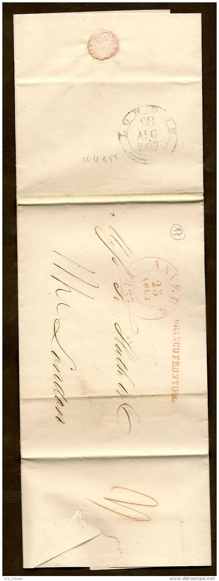 Belgique Précurs 1837 Lettre Càd Anvers + Marque " Franco Frontière" Pour Londre - 1830-1849 (Independent Belgium)