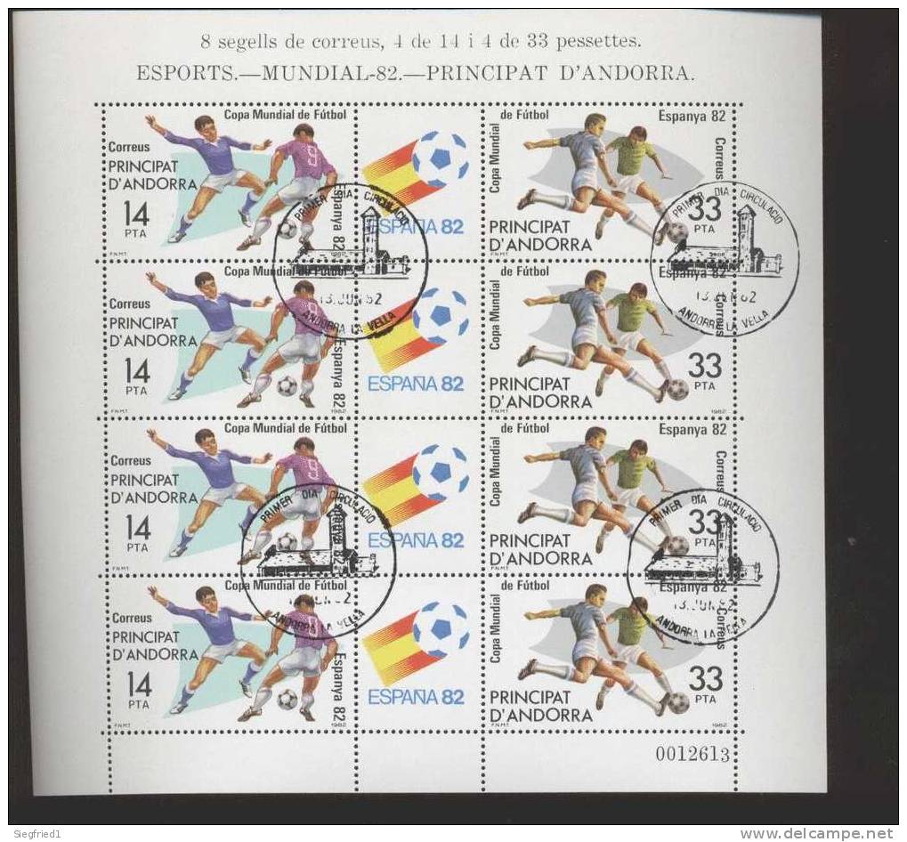 Andorra Spanisch Gestempelt 155-156 Kleinbogen Fußball - Used Stamps