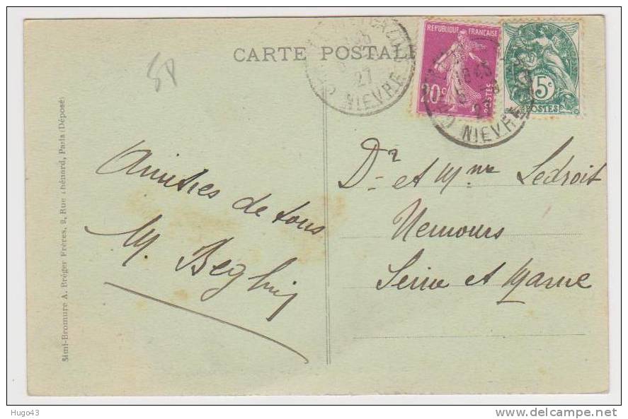 (RECTO/VERSO) CHATILLON EN BAZOIS EN 1927- CHATEAU - COUR D'HONNEUR - Chatillon En Bazois