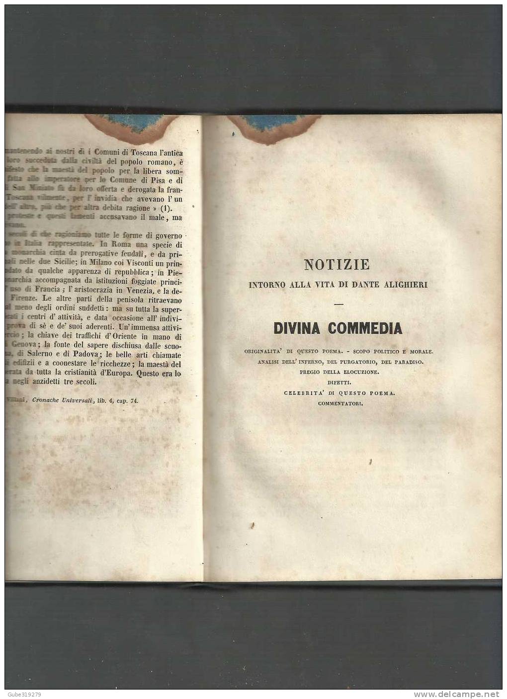 ANNO 1843 -REF 6 - POESIE LIRICHE DI DANTE ALIGHIERI-FLORILEGIO-COMMENTI-STUDI  -TIPOGR.MENICANTI -ROMA - Livres Anciens