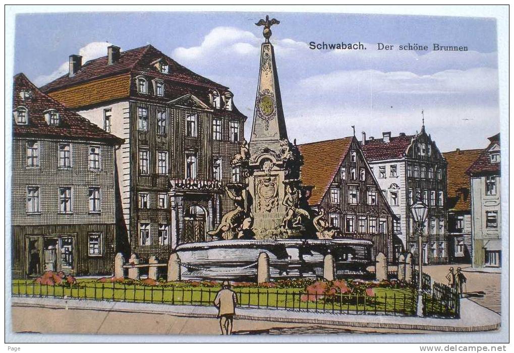 Schwabach,Der Schöne Brunnen,1916,Künstlerkarte, - Schwabach