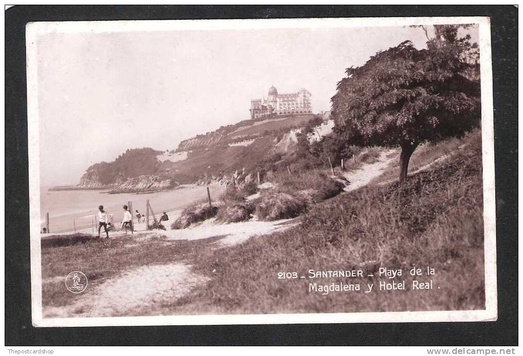 SPAIN ESPANA RP 2103 SANTANDER PLAYA DE LA MAGDALENA Y HOTEL REAL CIRCULADO More SPAIN FOR SALE - Cantabria (Santander)