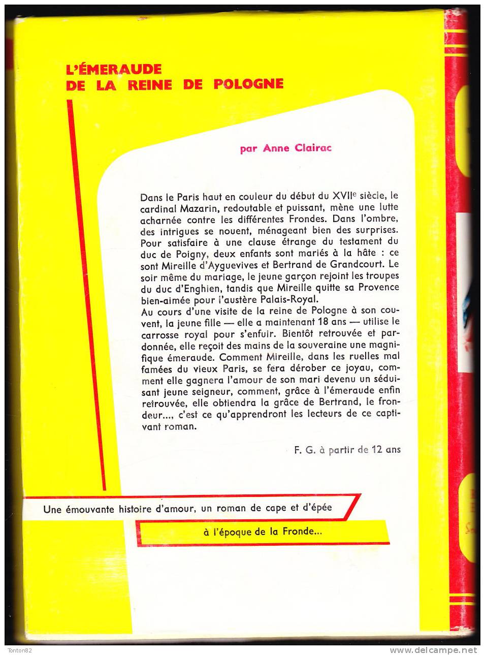 Anne Clairac -  L'émeraude De La Reine De Pologne - Bibliothèque Rouge Et Or  N° 637 - ( 1963 ) . - Bibliotheque Rouge Et Or