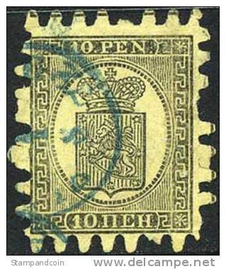 Finland #8 Used 10p Black/Yellow From 1870 - Usati