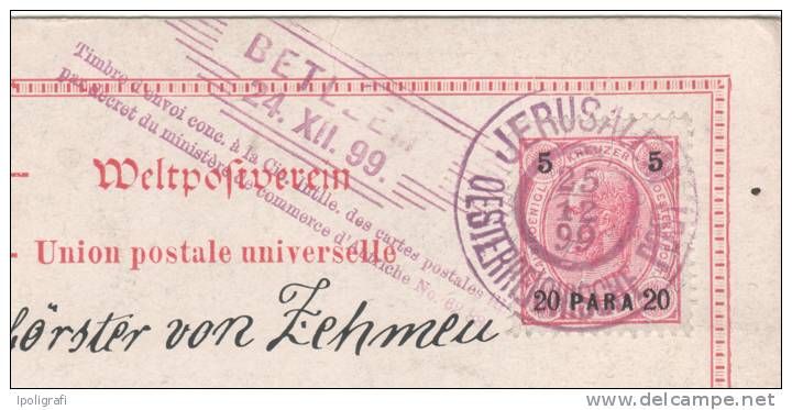 Austria - 1899 - Betleem & Jerusalem To Germany, Oesterr. Post In Jerusalem - 25-12-99 - Eastern Austria