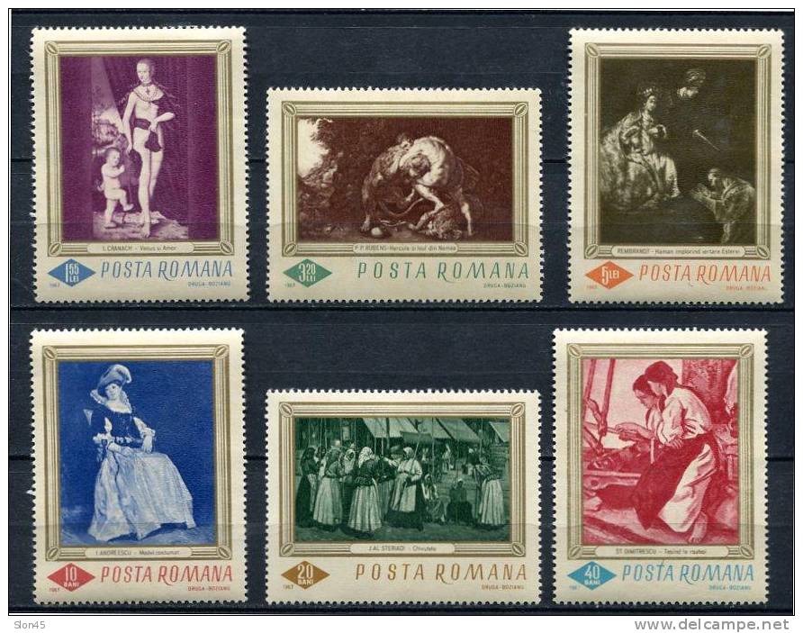 Romania 1967 Sc 1907-2 Mi 2576-1 MNH Art Paintings CV 9 Euro - Unused Stamps