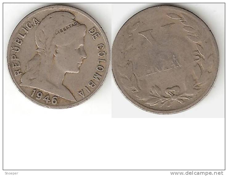 *colombia 5 Centavos 1946 Large Date Km 199 - Kolumbien