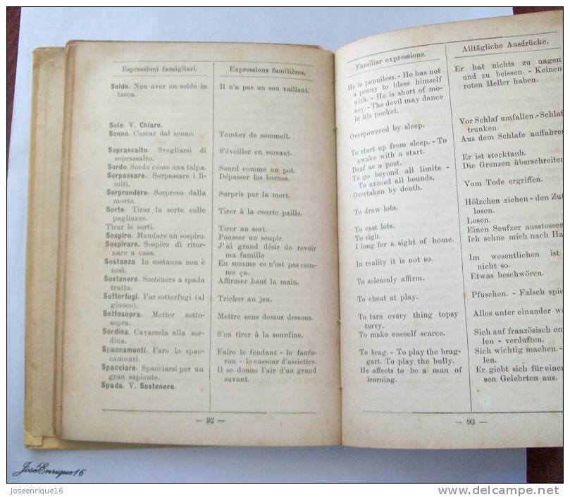 DOTTRINA POPOLARE, ULRICO HOEPLI. MANUALI IN QUATTRO LINGUE. MILANO 1891 GIUSEPPE SESSA - Libros Antiguos Y De Colección