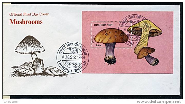 Bhoutan Ob Bloc N° 201 - Env. 1er Jour - Champignons (lot 27) (19 P22) - Bhutan