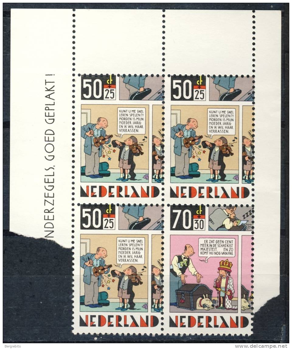 1986 Netherlands MNH Part.Semipostal  Souvenir Sheet Of 4 Stamps " Comic Strips " - Bloques