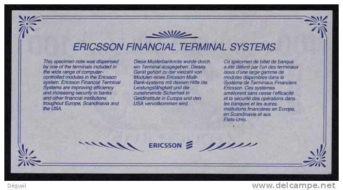 Test Note "ERICSSON" Testnote, 100 Units, Beids. Druck, RRRRR, UNC - Schweden