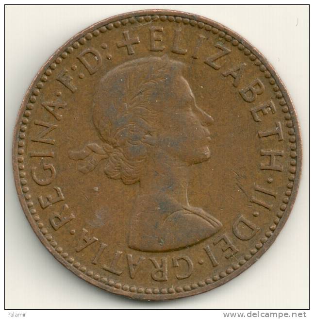 Great Britain  1/2 Penny   KM#896    1959 - C. 1/2 Penny