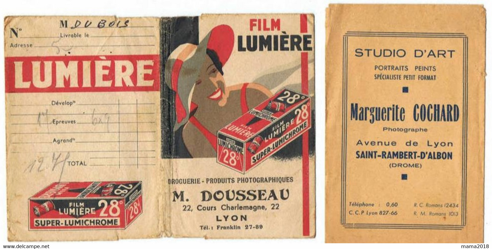 Pubicité    Film  Lumière  Anciennes   Pochettes  Photos  à Développer - Supplies And Equipment