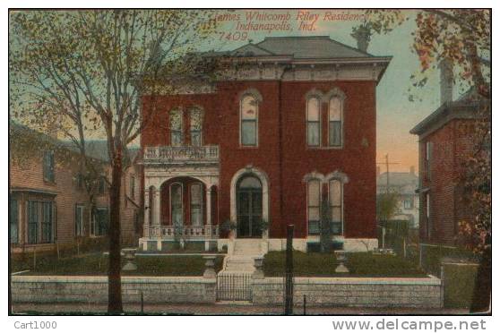 INDIANAPOLIS JAMES WHITCOMB RILEY RESIDENCE 1914 USED WITH STAMP - Indianapolis