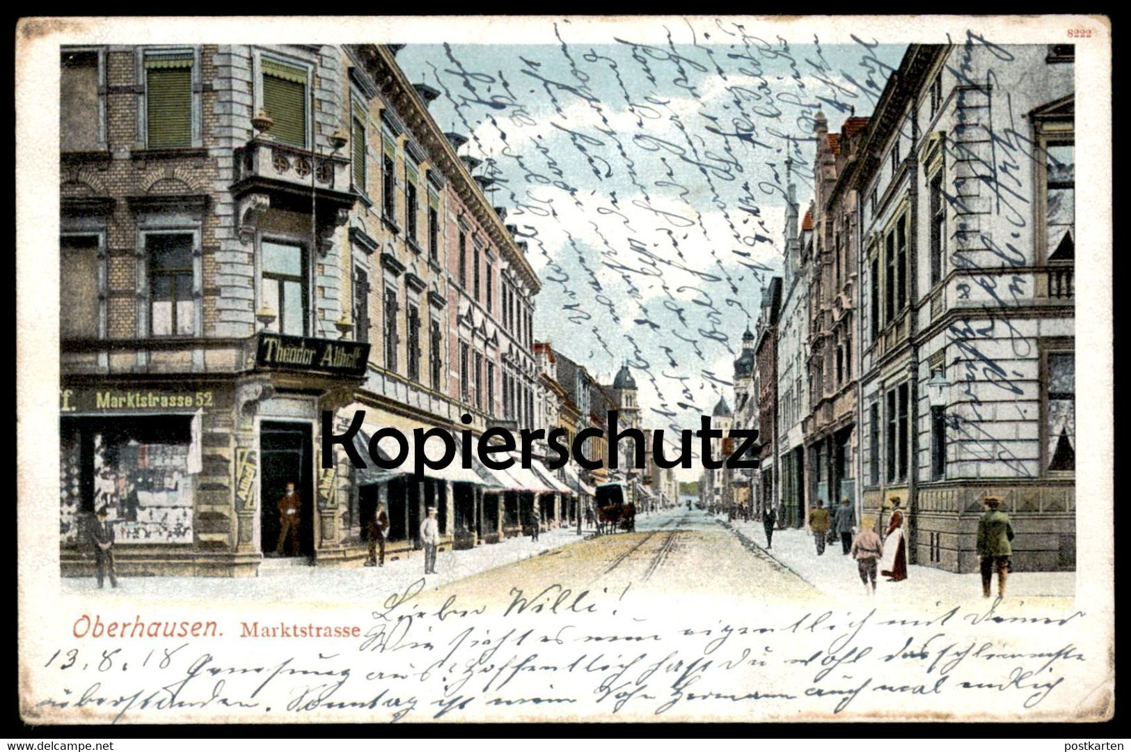 ALTE POSTKARTE OBERHAUSEN MARKTSTRASSE FELDPOST 1918 GESCHÄFT THEODOR ALTHOFF KARSTADT Ansichtskarte AK Cpa Postcard - Oberhausen