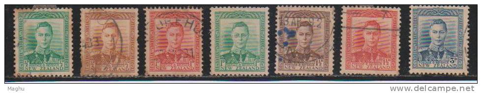 New Zealand 1938, Full Set Of 7, KG VI, (1/2d & 1d Damage), - Gebraucht