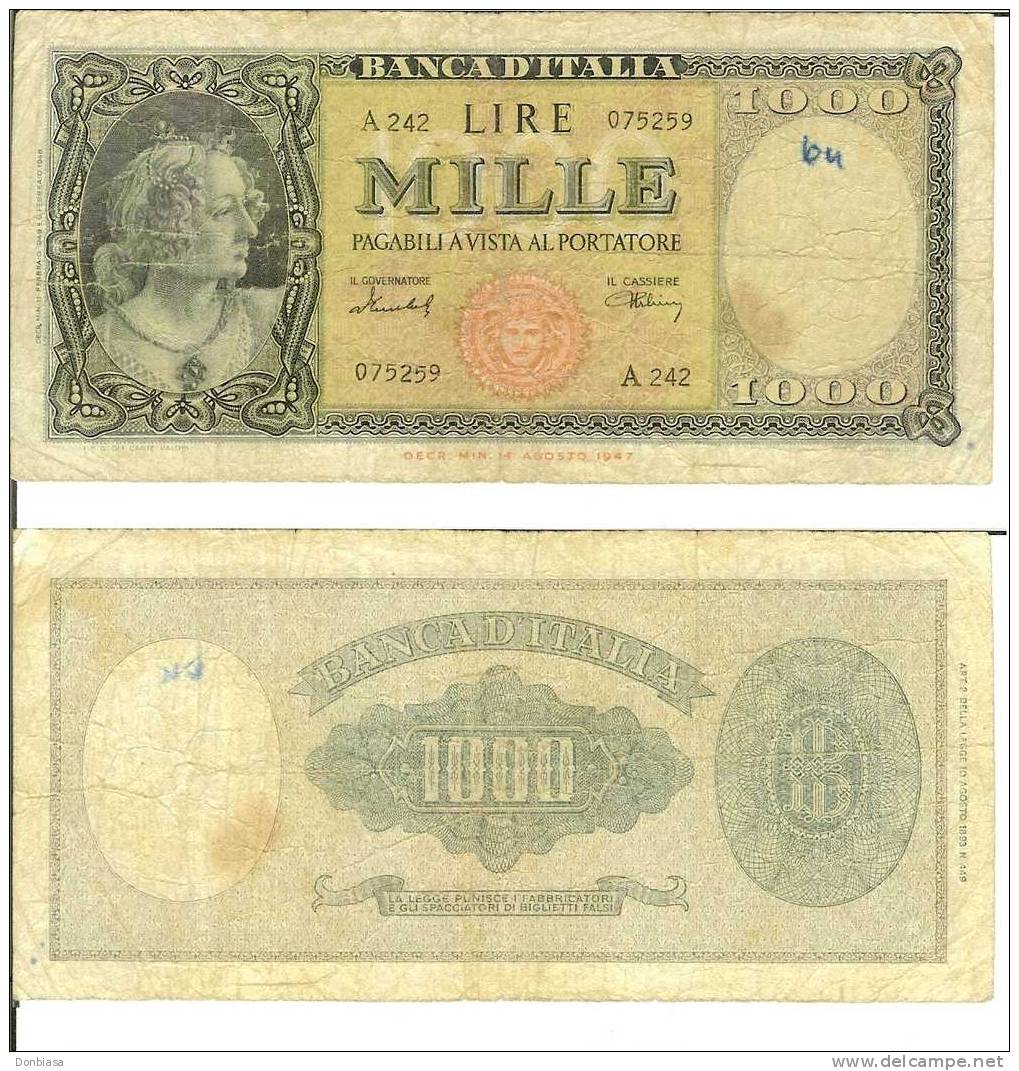 1000 Lire Medusa 11/02/1949 (RARA) - 1000 Liras