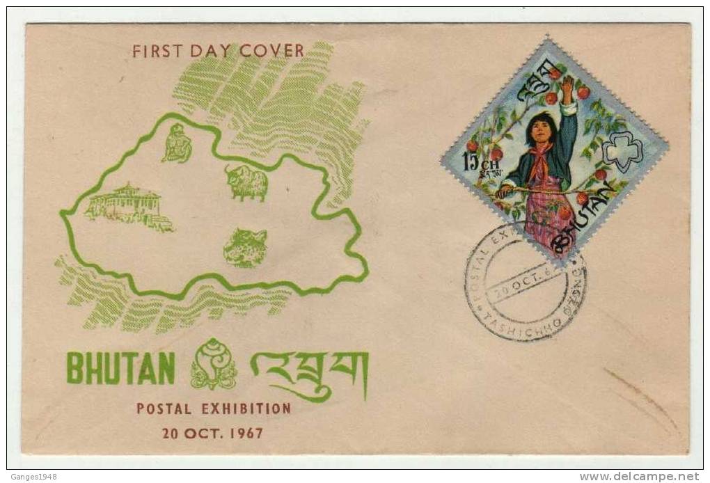 Bhutan  1967  Postal Exhibition Girl Scouts Cover  # 02176 Bhoutan - Bhutan