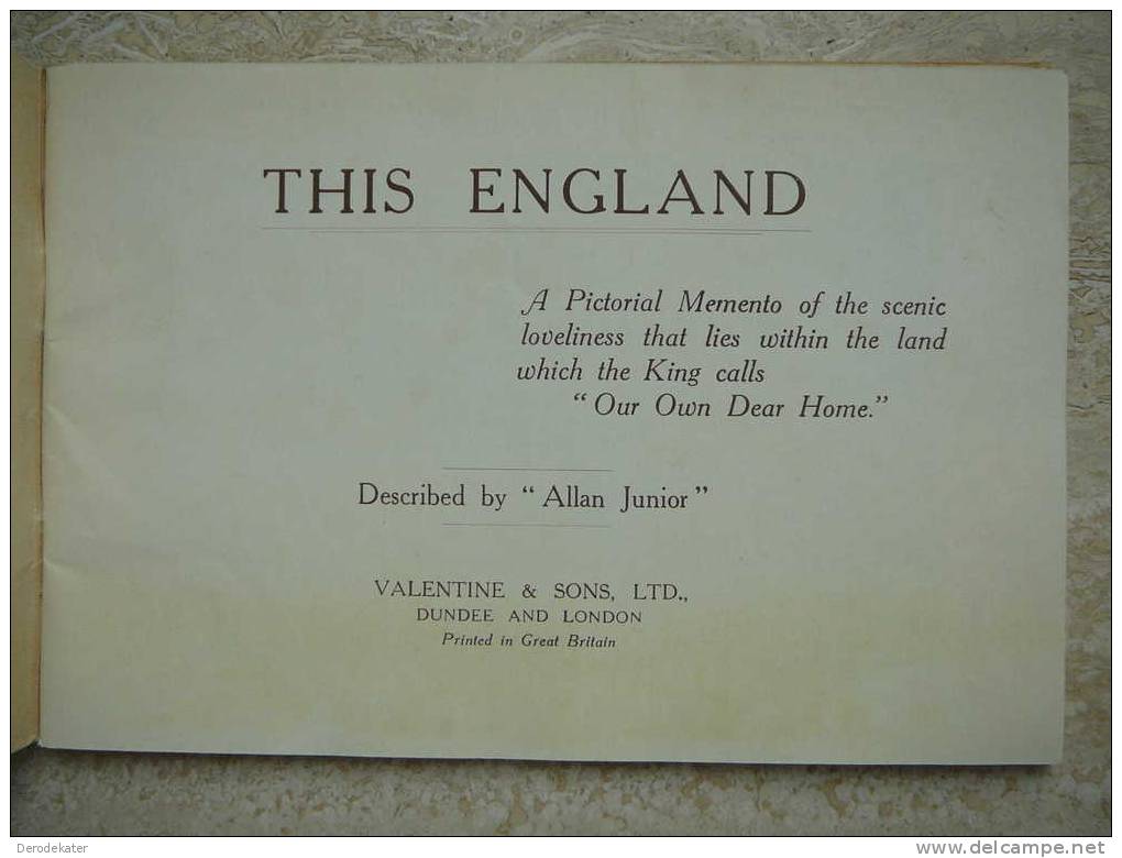 This England. Described By Allan Junior.Valentine & Sons. Pictorial Memento Of Scenic Loveliness.64 P. Good Condition ! - Livres & Catalogues