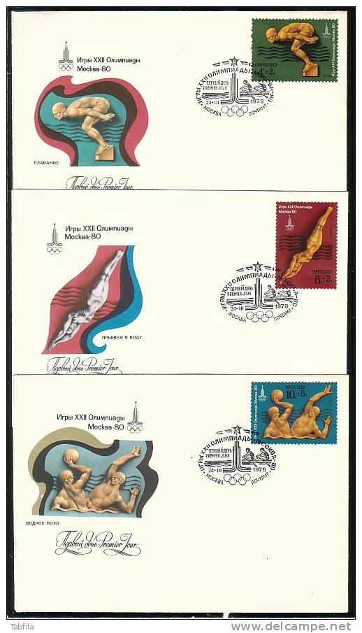 RUSSIA / RUSSIE - 1978 - Preolimpiques De Moscou 1980 IV Nautisme - 6 FDC - FDC