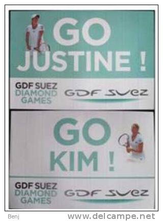 Affiche En Plastique Pour Supporters 33 X 48 Cm KIM CLIJSTERS / JUSTINE HENIN (recto / Verso) - Otros & Sin Clasificación