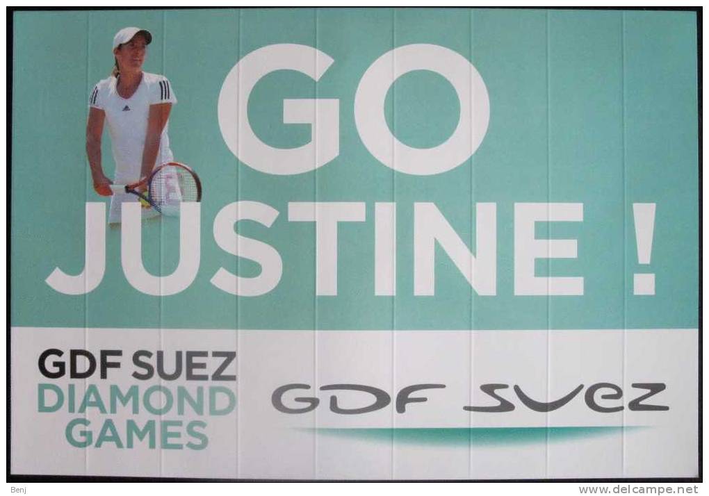 Affiche En Plastique Pour Supporters 33 X 48 Cm KIM CLIJSTERS / JUSTINE HENIN (recto / Verso) - Otros & Sin Clasificación