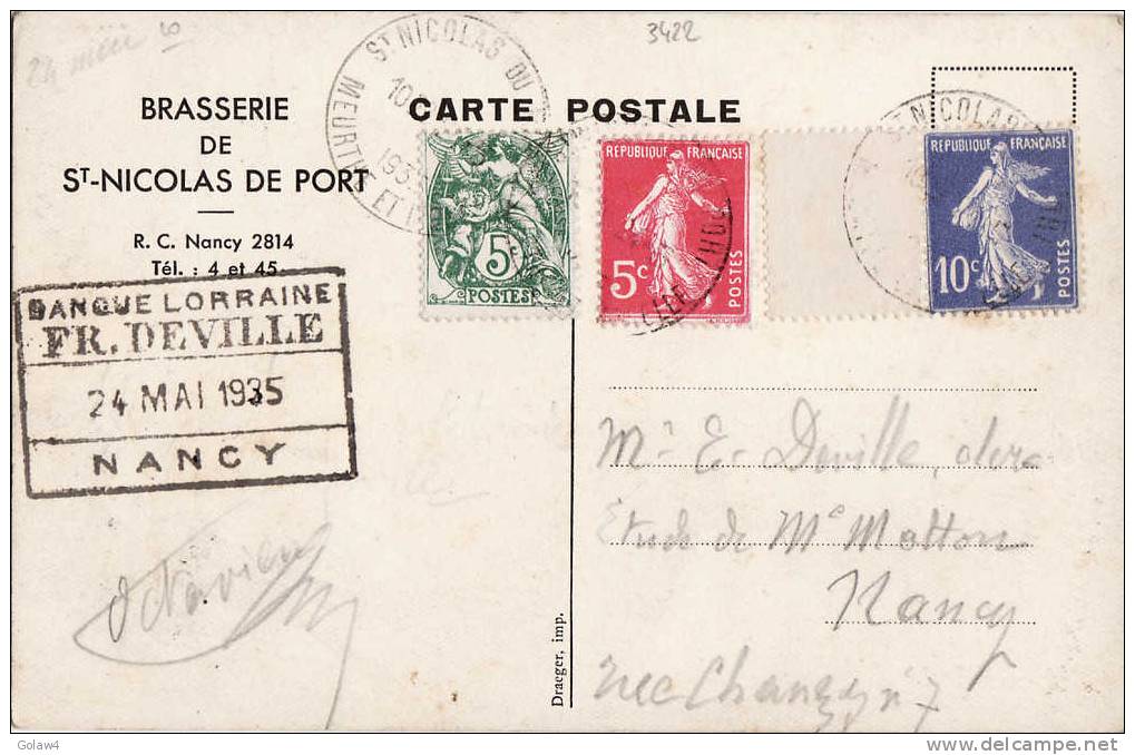 3422# BRASSERIE DE SAINT NICOLAS DE PORT 1935 MEURTHE & MOSELLE LORRAINE BIERE - Saint Nicolas De Port