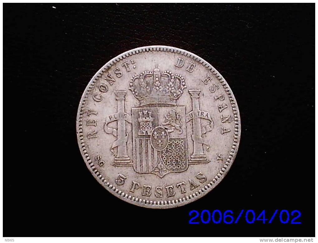 SPAGNA - SPAIN  5  PESETAS  ARGENTO ALFONSO XIII   ANNO 1898 - Münzen Der Provinzen