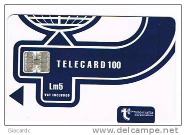 MALTA - TELEMALTA CORPORATION CHIP - LOGO BLUE LM 5 VAT (SILVER CHIP, CODE C 8 FIGURES) - USED - RIF. 7826 - Malta