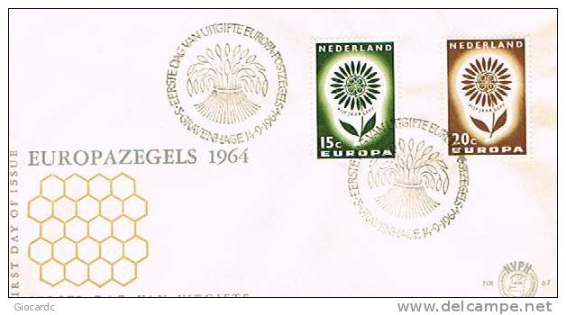 EUROPA CEPT - 1964 OLANDA    FDC FIRST DAY COVER (EDITIONS NVPH) - 1964