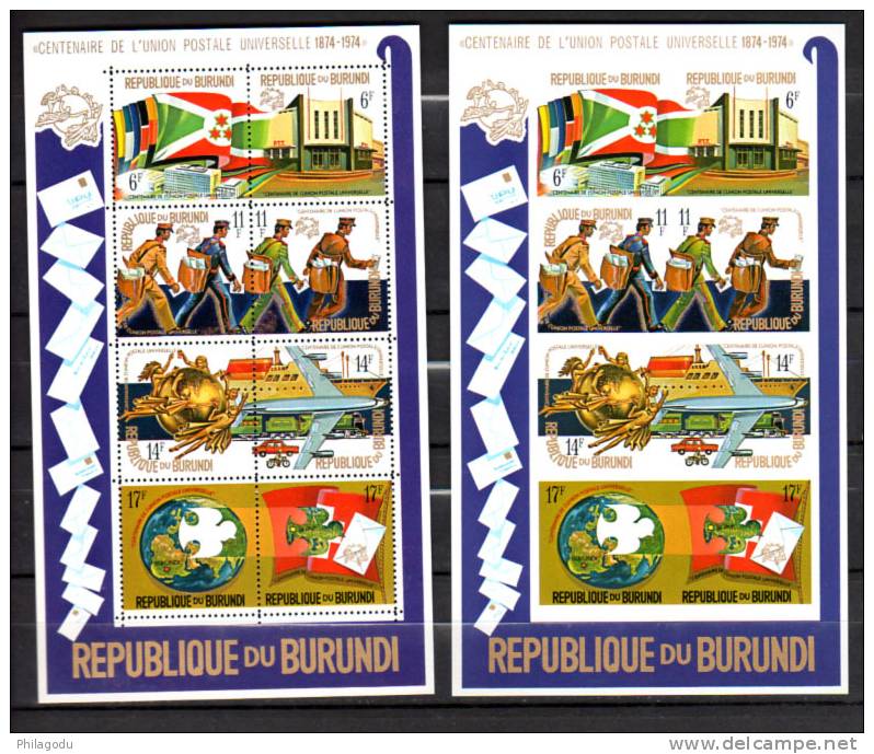 1974 U.P.U., Blocs 77-77A-78-78A** (Mi Bk 79/80 A-B) (traces Couleur Dos), Cote 110 € - Unused Stamps