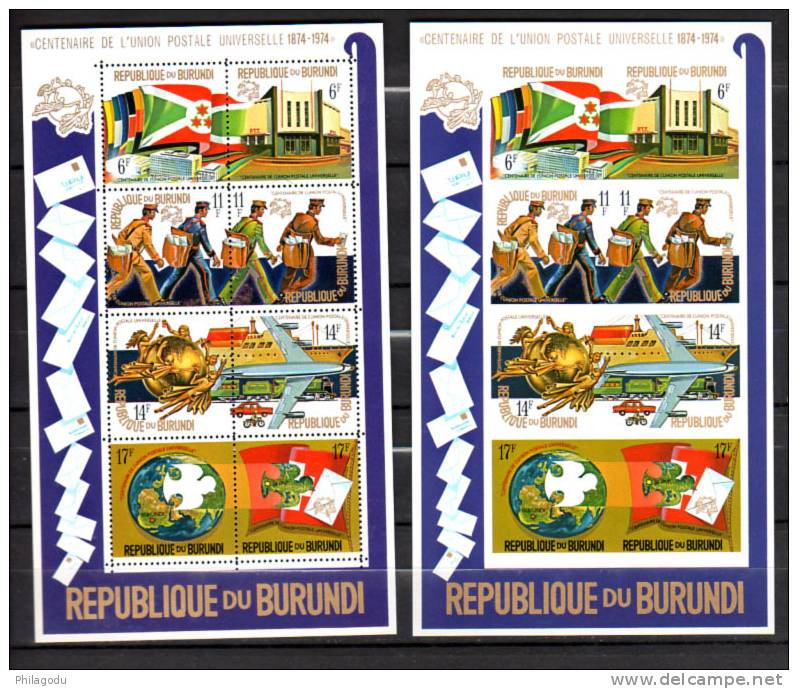 1974 U.P.U., Blocs 77-77A-78-78A** (Mi Bk 79/80 A-B) (traces Couleur Dos), Cote 110 € - Ungebraucht