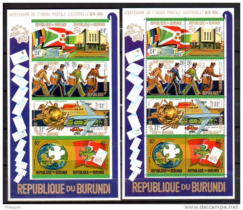 1974  U.P.U., Bf 77-77A-78-78A** (Mi Bk 79/80 A-B) (traces Couleur Dos), Cote 110 € - Unused Stamps