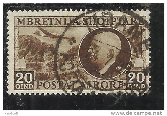 ALBANIA 1939 AEREA RE VITTORIO EMANUELE III TIMBRATO KING AIR MAIL USED - Albanie