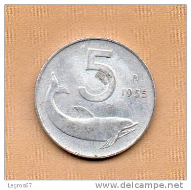 PIECE DE 5 LIRES 1955 - ITALIE - 5 Liras