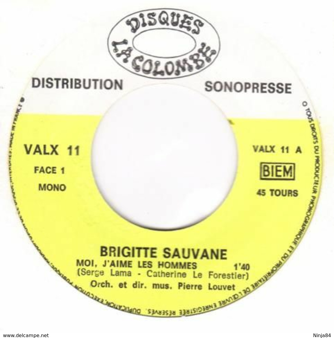 SP 45 RPM (7")  Brigitte Sauvane / Serge Lama  "  Moi J'aime Les Hommes  "  Promo - Collector's Editions