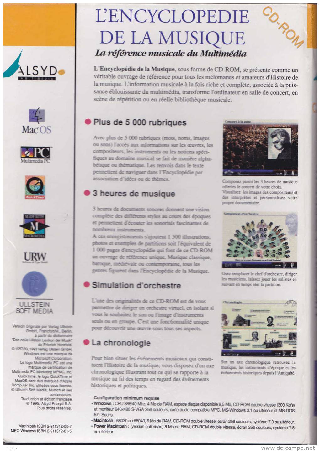 L´Encyclopédie De La Musique Cd-Rom ALSYD 1995 Ullstein Soft Media Windows MPC - Encyclopaedia