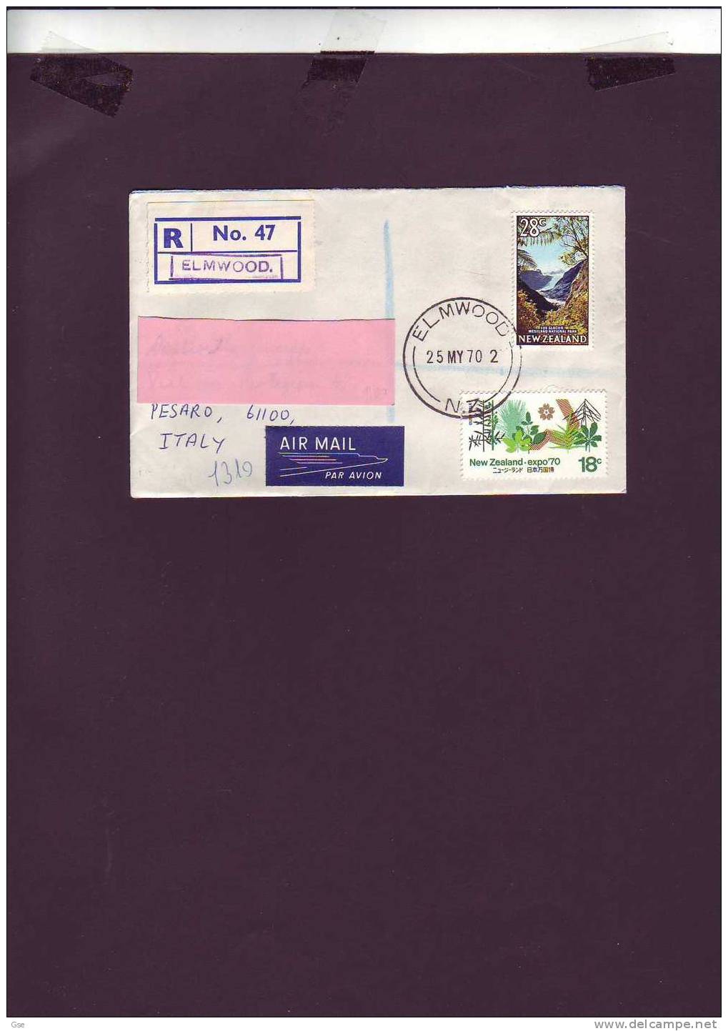NUOVA  ZELANDA  1970 -  Raccomandata  Per L'Italia - Expo - Lettres & Documents