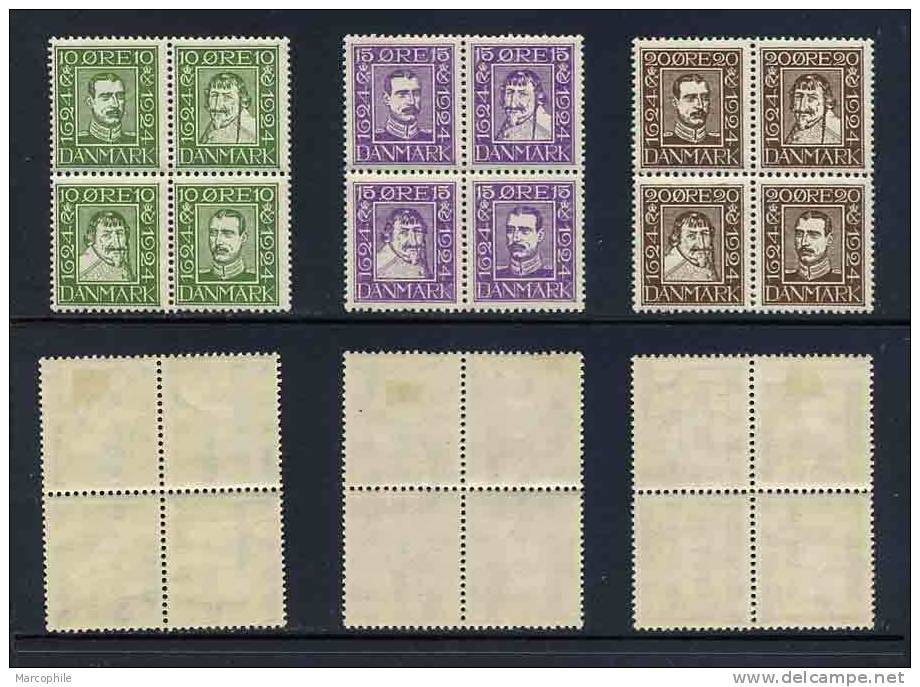 DANEMARK / 1924 SERIE COMPLETE # 153 A 164 EN BLOCS DE 4 **/* // COTE 145.00 EURO (ref T150) - Unused Stamps