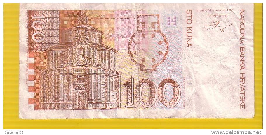 Billet - Croatie - 100 Kune - 1993 - N°4678933C - Croatie